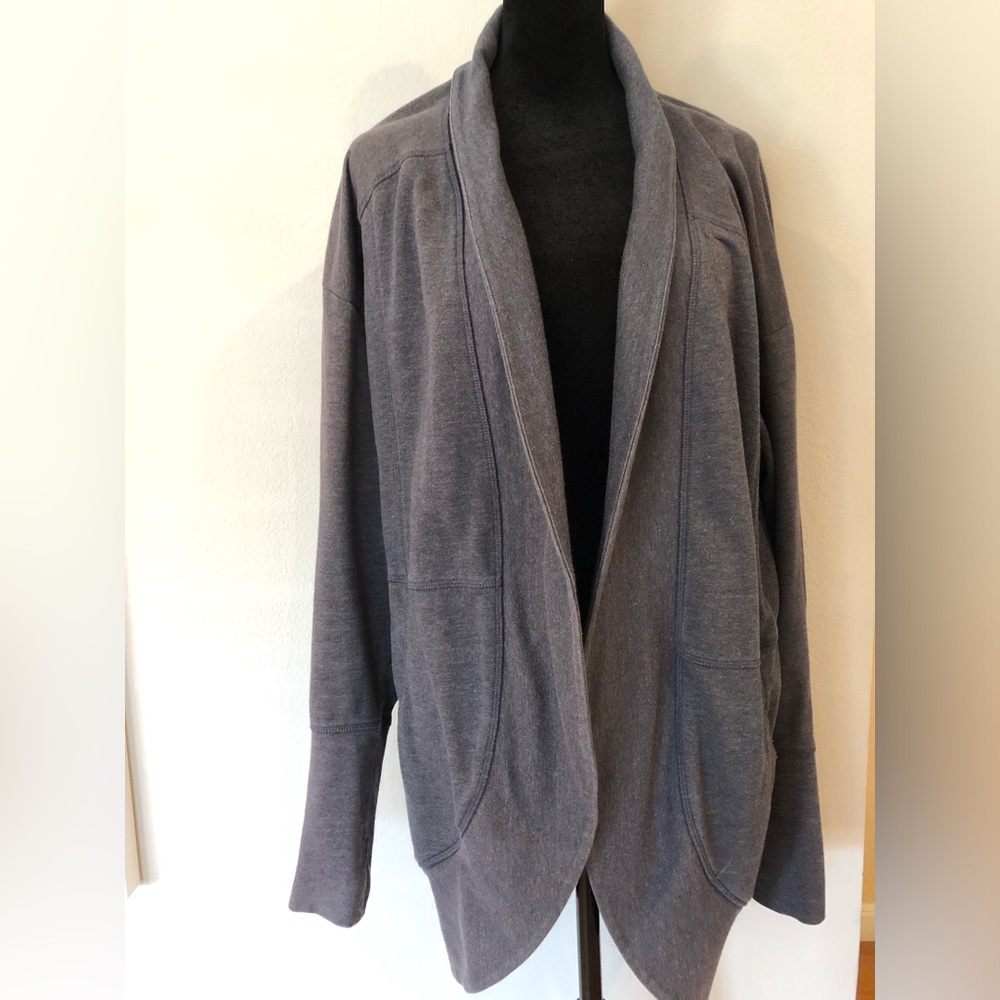 Eddie Bauer Navy Open-Front Draped Cardigan Blazer, XL